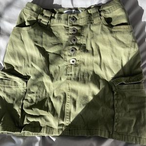 Green mini skirt